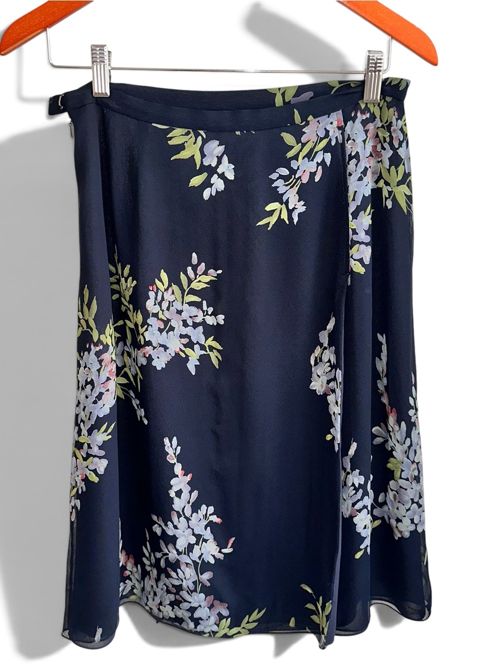 Emanuel Ungaro 100% Silk watercolor floral knee length skirt VTG 90’s